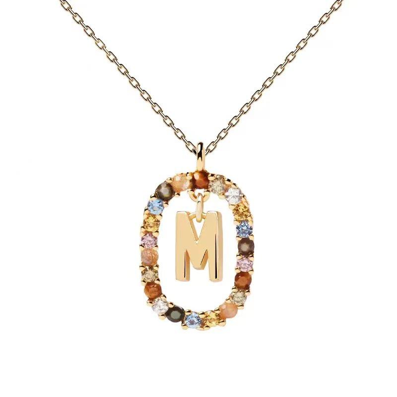 European & American Spanish Zircon Alphabet Necklace - Stylish Clavicle Chain Pendant