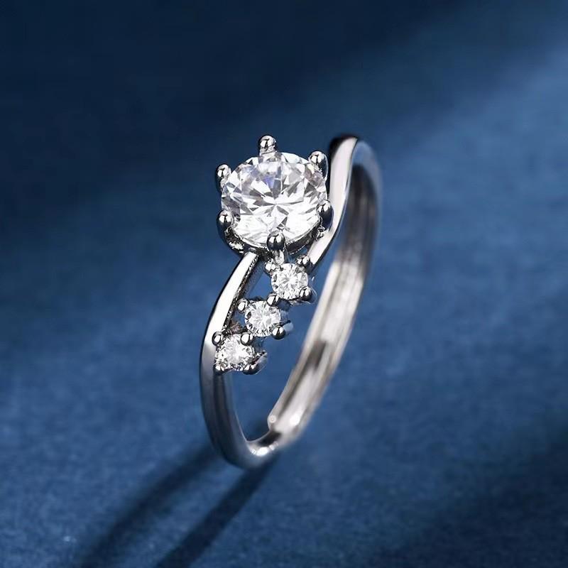 TikTok Influencer Inspired Moissanite Six-Prong Wedding Ring for Women - One Carat Jewelry
