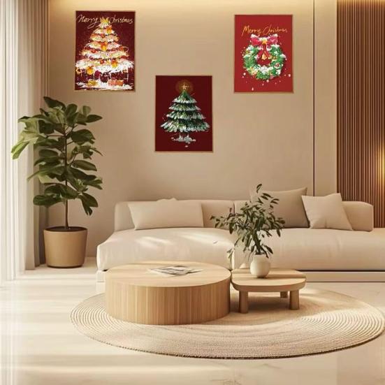 Christmas Tree DIY Painting Xmas Paint-by-Numbers Kit Canvas Paints Included Holiday Themed Painting Set for Adults Festive Home Decor Christmas Gift