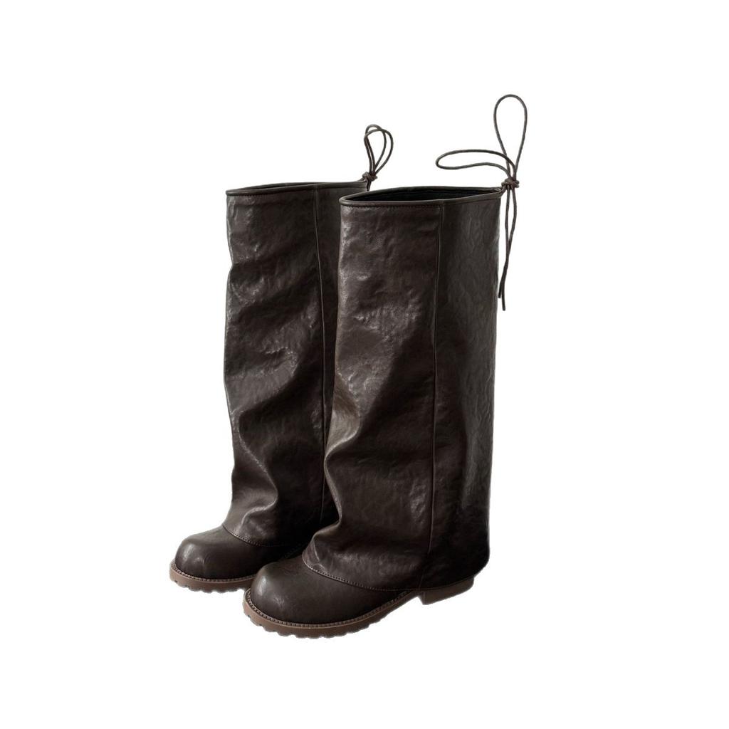 New Spot Korean Version Fashionable 2025 Autumn and Winter New Maillard Retro Stacking Boots Boots Boots Women's Pants Tube Riding