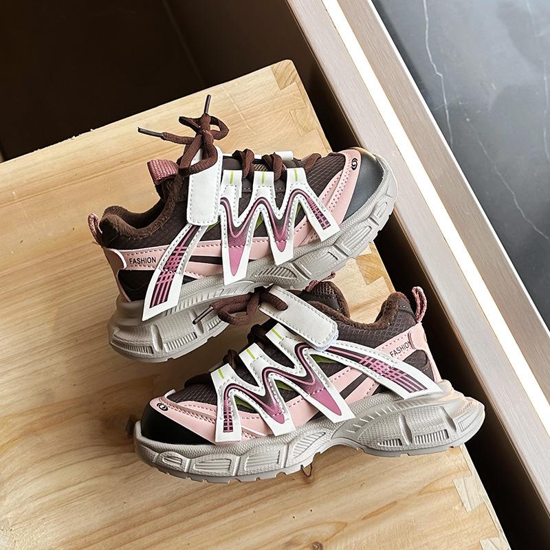 Kids' Fleece-Lined Sports Shoes 2025: New Autumn/Winter Soft-Soled Running Shoes for Boys & Versatile Casual Dad Shoes for Girls