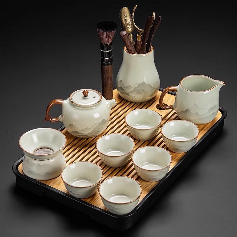 Yuzhuxun Ru Ware Gongfu Tea Set with Teapot, Cups & Tray