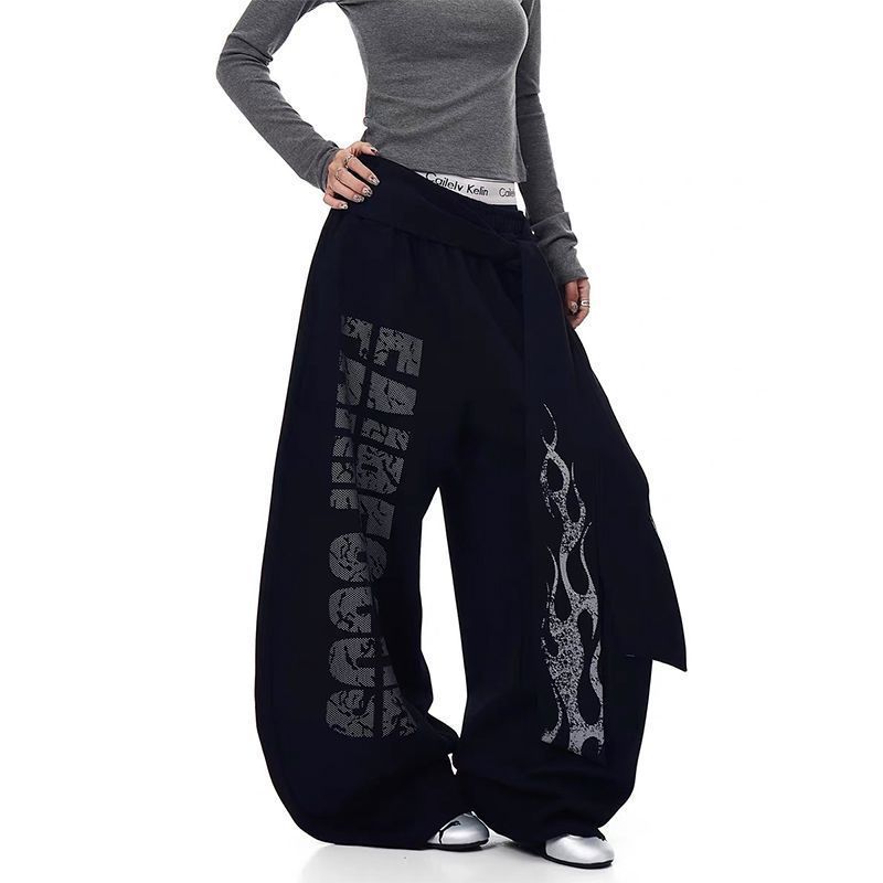 ZYLLO American Vintage Y2K Sweatpants Wo Hip Hop Loose Wide Leg Pant Bf High Waist Harajuku Spring Casual Trousers New Y2k Pants