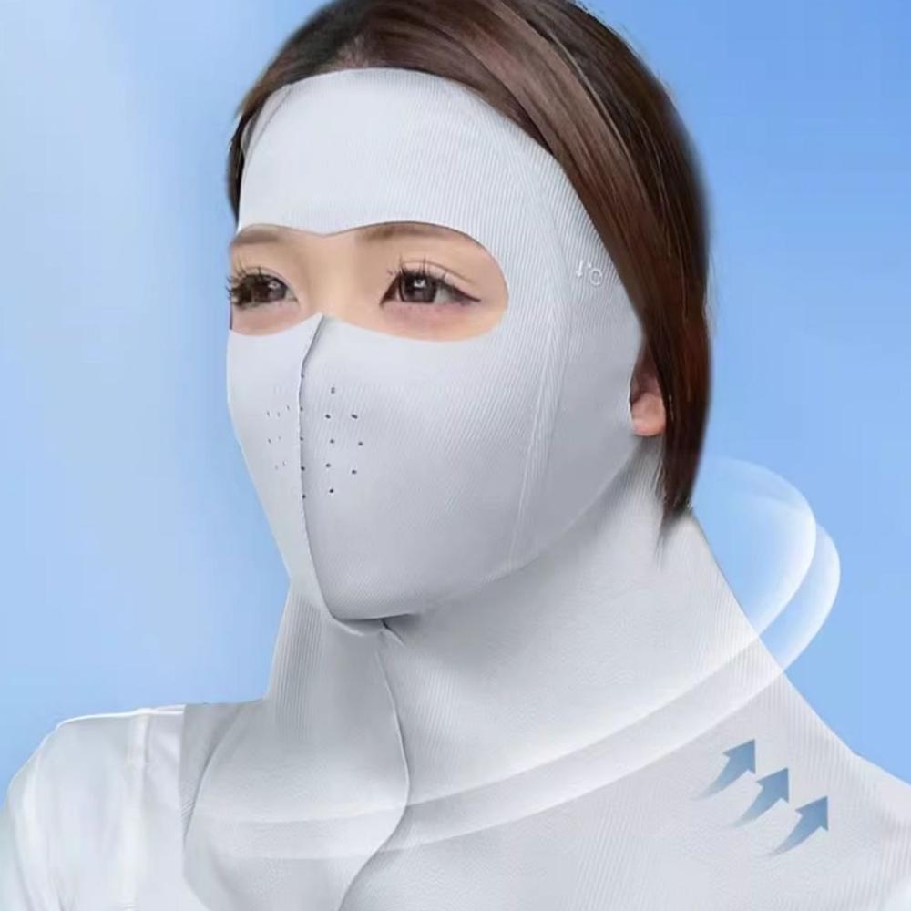 Anti UV Full-Face Sunscreen Veil Summer Neck Wrap Cover Thin Ice Silk Face Cover  Woman Man