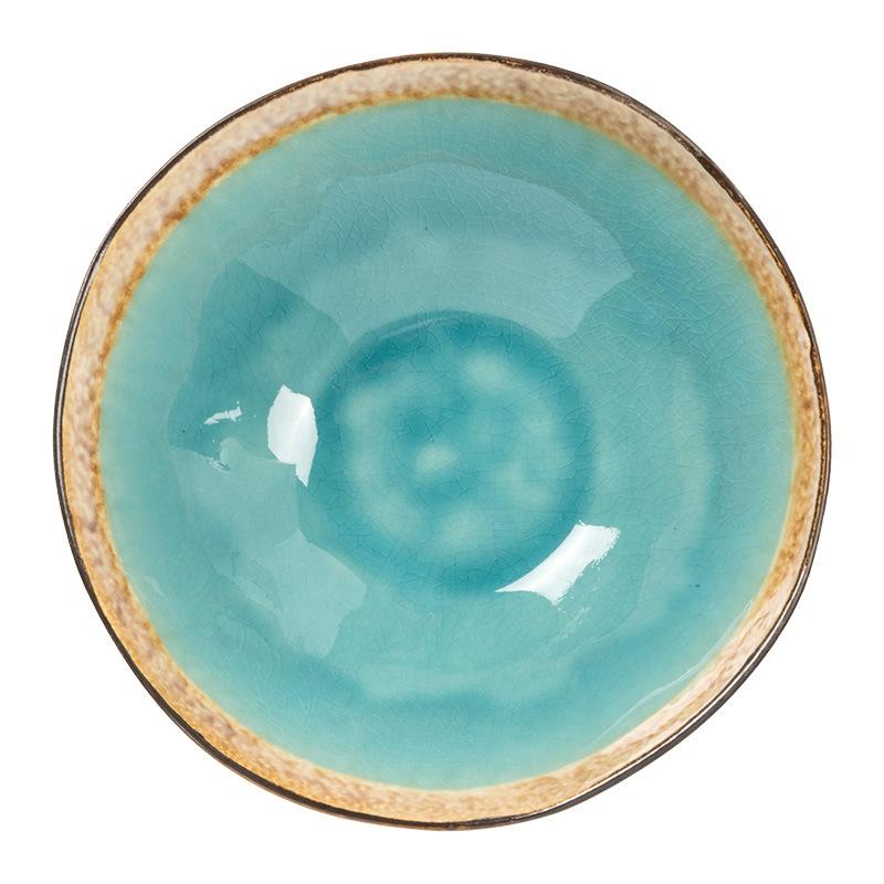 Characteristic Ice Crack Glaze Ceramic Large Bowl High Value Gradual Change Open Bowl Household Round Vegetable Bowl Salad Bowl Tableware