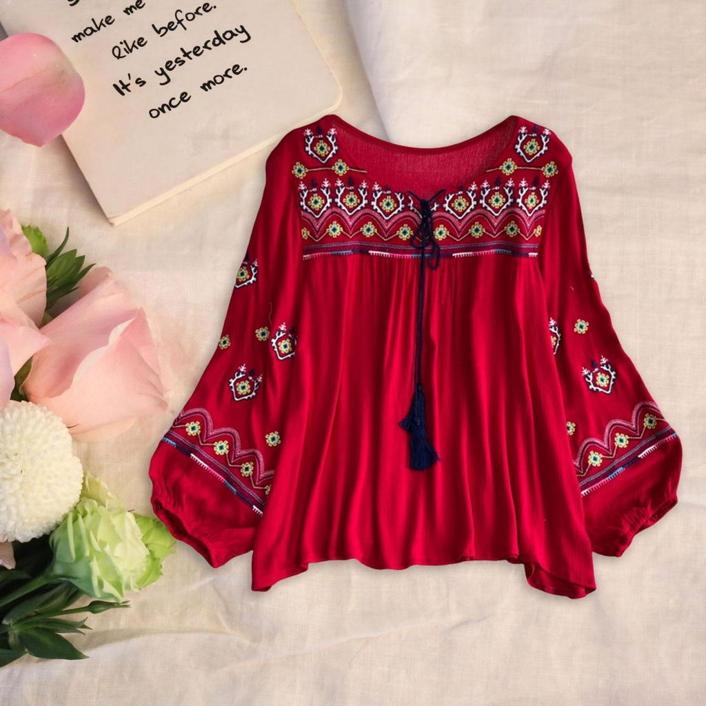 Women's Embroidered Blouse for Summer Beach And Street Activities