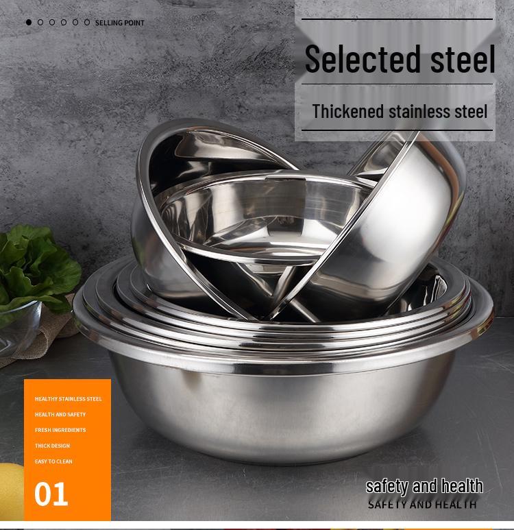 Extra Large Non-Slip Stainless Steel Bowl for Vegetables, Dough Kneading, and Laundry