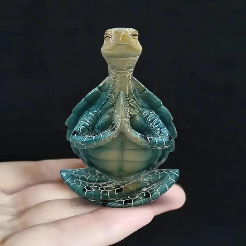 Yoga Sit Meditation Sea Turtle Artwork Decorations Mini Meditation Desktop Decor Buddha Zen Yoga Frog Garden Statue Ornament
