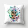 Halloween Floral Skull Print Cushion Cover Polyester Decorative Pillow Cover For Home Sofa Bed Nordic Style Pillow Case 45X45Cm