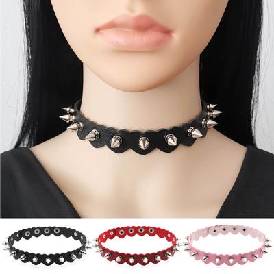 Fashion Punk Gothic Rivet Wave Pu Leather Collar Necklace Party Halloween Christmas Creative Birthday Valentine'S Day