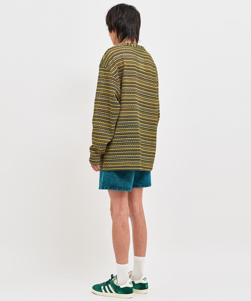 C WEAR BY THE GENIUS See-Through Craft Knit Pullover Yellow
