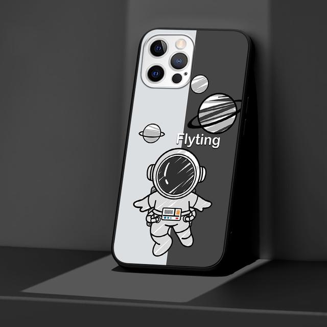 

Чехол с астронавтом для Apple Iphone 14 11 13 12 Pro Max Xr 7 8 + Se 2020 Xs 6 6s Plus 5 5S, черный силиконовый чехол для телефона с милым рисунком iPhone 6 6s