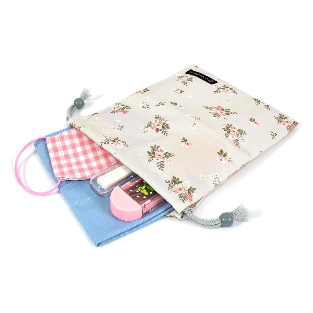 COLORFUL CANDY STYLE Drawstring Lunch No Gusset Name Petit Bouquet Set of Cute for Elementary Lunch NL903602 Bags, Medium, (with Tag),