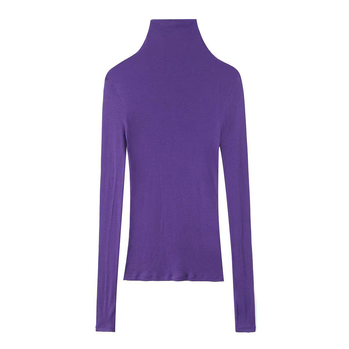 

TAOP&ZA Women s 2026 Spring Cotton Blend High Neck Ultra-Long Sleeve T-shirt, Casual Style, Three Colors, 0858712. Small фиолетовый