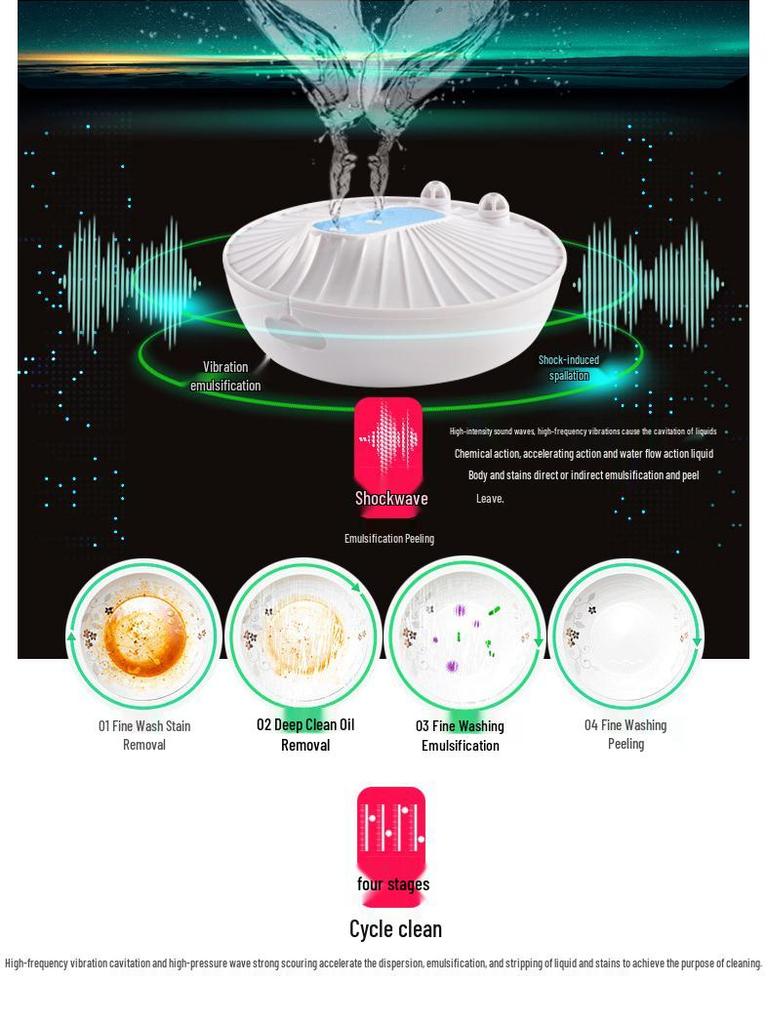 Portable Wireless Ultrasonic Cleaner for Fruits, Vegetables, and Seafood