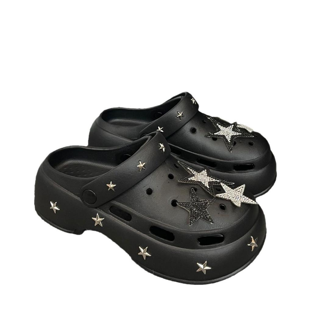 New summer platform hole shoes slippers women's outer wear summer out sandals women's bag head drag