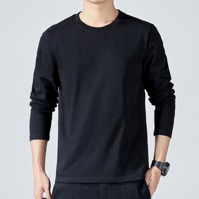 Yousheng Men Sport Top Loose Pure Color Round Neck Bottoming Clothes Long Sleeves Homewear Gym Running Basketball T-shirt