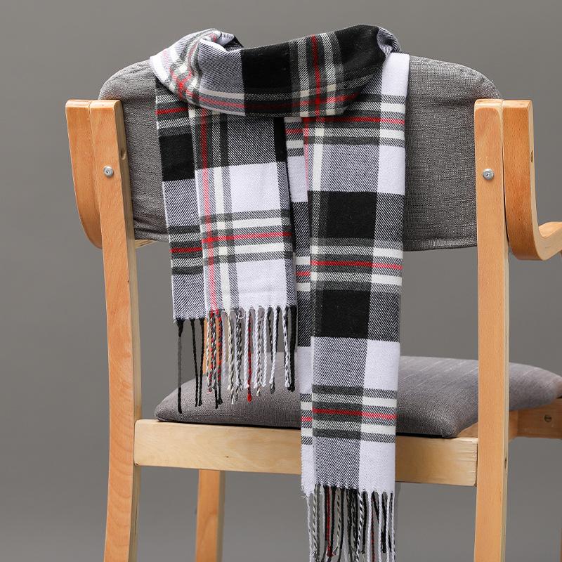Autumn And Winter Men'S Plaid Scarf British Plaid Imitation Cashmere Tassel Couple Parent-Child Men'S Scarf