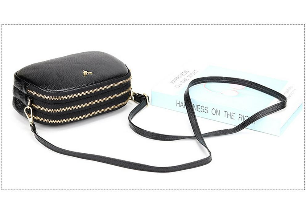 2025 Women's Soft Leather Three-Layer Shoulder Crossbody Bag - New Fashion Style for Mothers