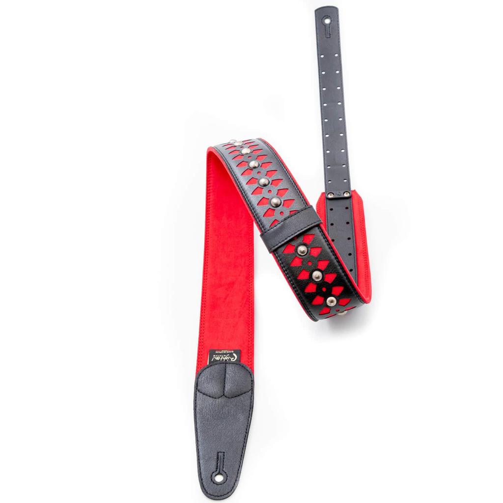 Straps 6cm ARMOUR RED RightOn! Guitar/Bass Strap, Wide, 100-150cm,