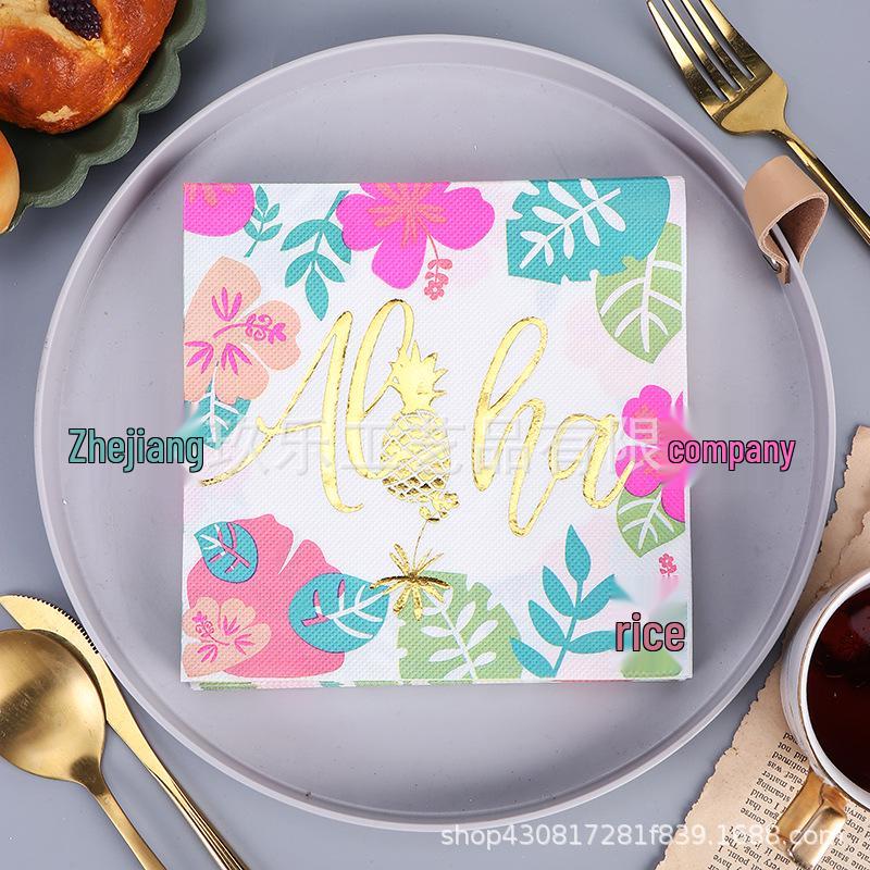Gold & Silver Hot Stamped Happy Birthday Napkins for Party Decorations