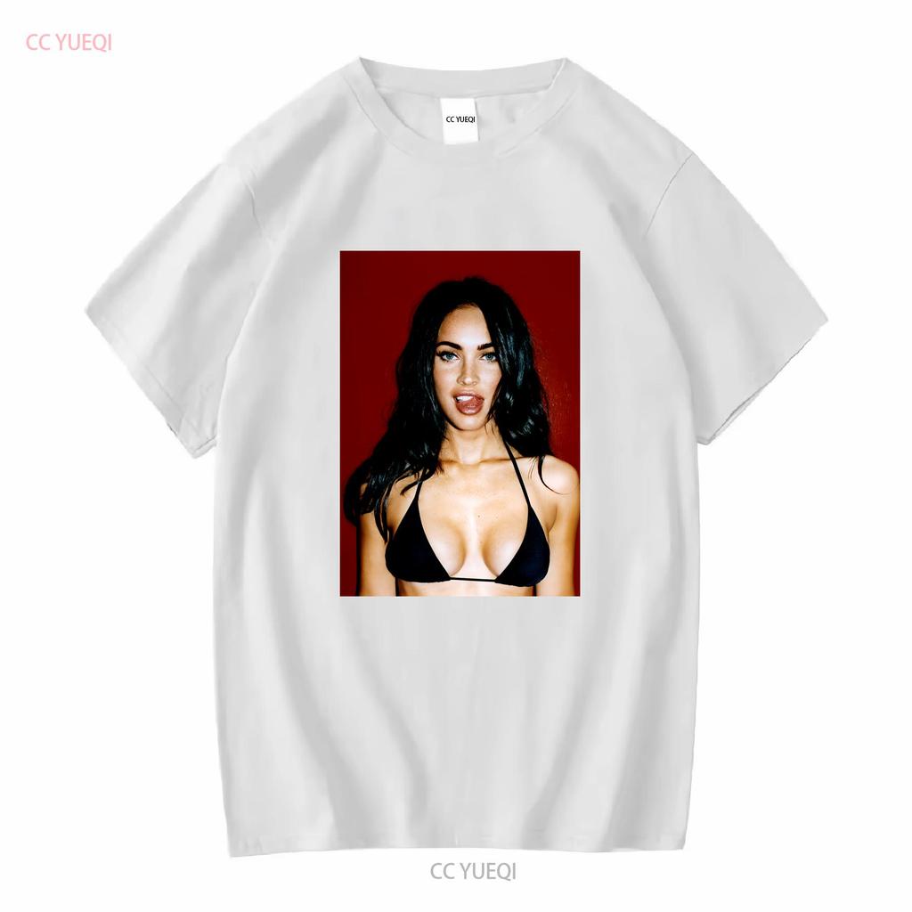Megan Fox T Shirt Long or Short Sleeves Vintage Washed Casual Graphic Top For Everyday Wear Versatile Stylish Streetwear Homme
