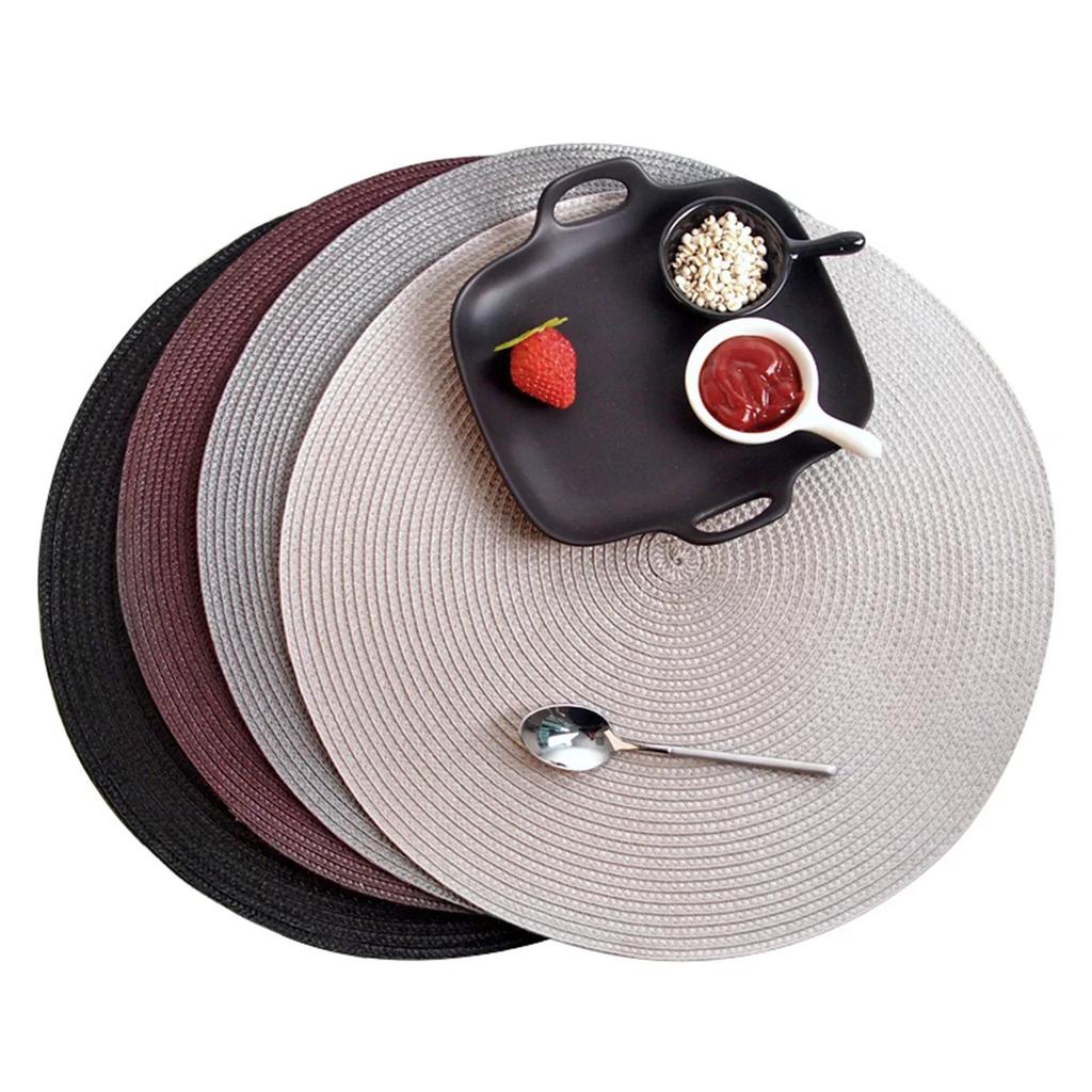 Woven Round Placemat Anti-scalding Heat Insulation Dining Table Mats Western Restaurant Dish Mat Non-slip Household Supplies