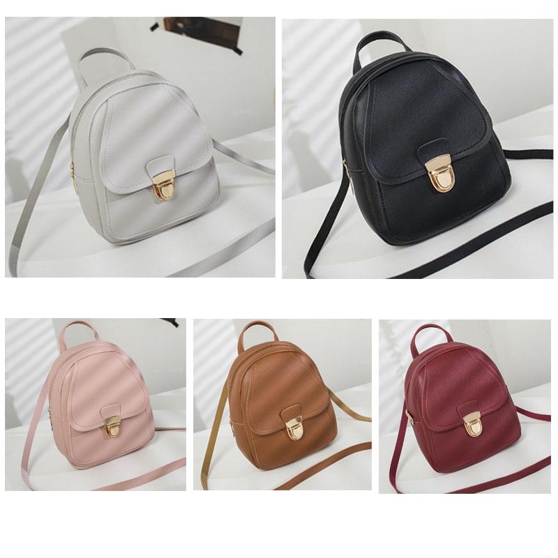 Mini Mochila Feminina Mochila de Couro PU Mochila Escolar Bolsa de Mão Bolsas de Ombro
