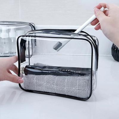 Borsa Cosmetica Nera Trasparente di Grande Capacità con Cerniera Impermeabile Donna Uomo Viaggio Organizzatore per Articoli da Toeletta Borsa per Trucco e Lavaggio