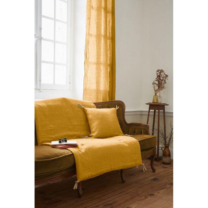 Edredon ou Bout de lit matelassé 90 x 200 cm "Soline" Lin lavé - Soline Miel