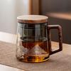 Heat-Resistant Glass Tea Infuser Mug with Wooden Handle