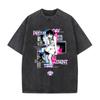 Japanese Anime Serial Experiments Lain Vintage Washed T Shirt Manga Iwakura Girl Sci Fi T-shirts Men 100% Cotton Casual T Shirt