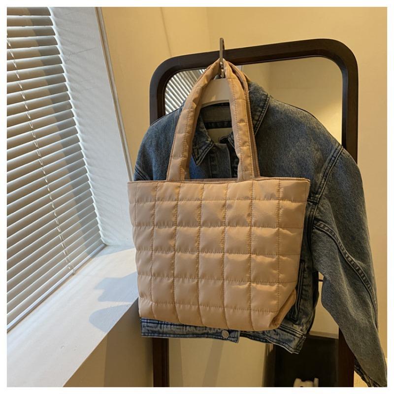 Large Capacity Solid Color Simple Versatile Women Single Shoulder Commuter Tote Bag