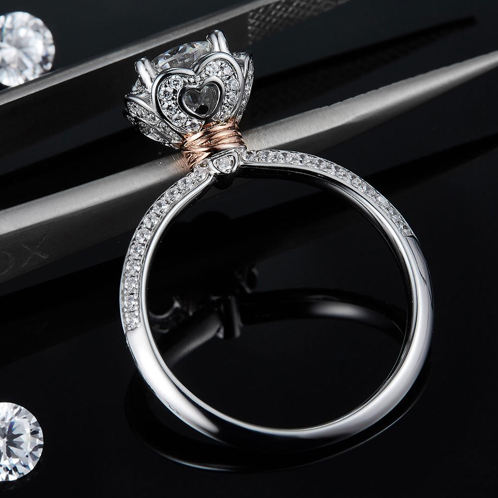 Silver Women Wedding Moissanite Engagement 1ct Moissanite Diamond Tarnish Free Waterproof Jewelry