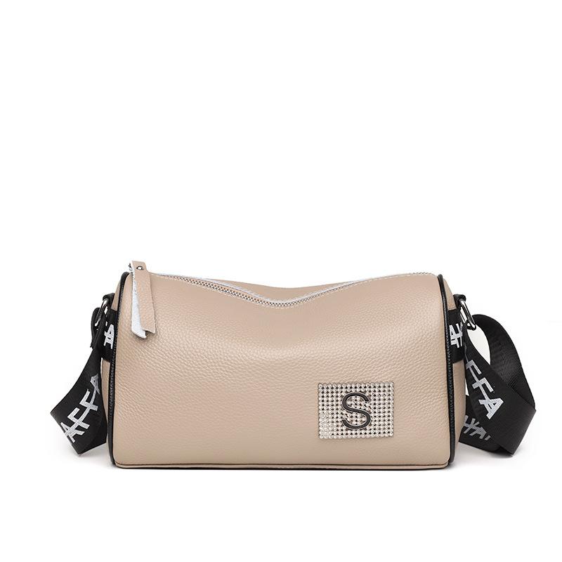 

Leather women s bags new trendy fashion first layer cowhide shoulder messenger bag large capacity pillow bag хакі