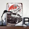 Sports Car Skyline R32 With Dragon Art Tinplate Poster Customized Wall Art Vintage Metal Signs Retro Tin Plaque for Desk Decor