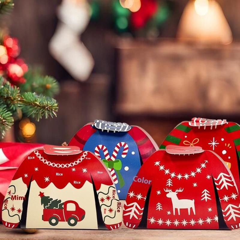 24Pcs Christmas Creative Sweater Candy Biscuit Box Holiday Gift Boxes Nougat Pastry Box Christmas Gift Bags ONESIZE