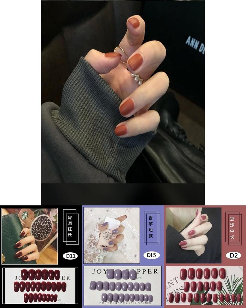 Bunte Süßigkeiten-Kollektion 24-teiliges Set kurzer dünner Nagelfolien in Uni-Farben