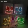 Halloween LED DJ-Maske, realistische Marshmello-Maske, atmungsaktive Helmmaske, strapazierfähig, ideal für Karneval, Festivals, Halloween-Partys und Cosplay