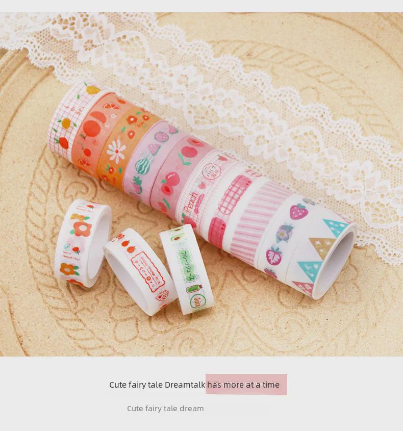 Conjunto de adesivos de desenho animado estilo celebridade da rede: Caixa de presente com desenhos fofos para meninas e fita de papel