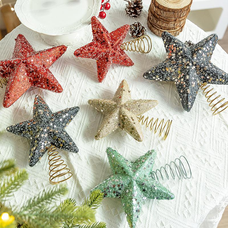 1PC Glittered Tree Topper Diamond Dust Star Decor Foam Christmas Star Holiday Tree Topper