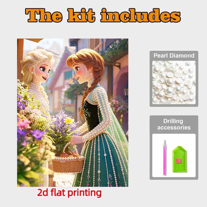 Disney Pearl Painting Anna and Elsa DIY Pearl Art Painting Pearl Gem Painting Pictures Crafts Special Shape Home Wall Decoration