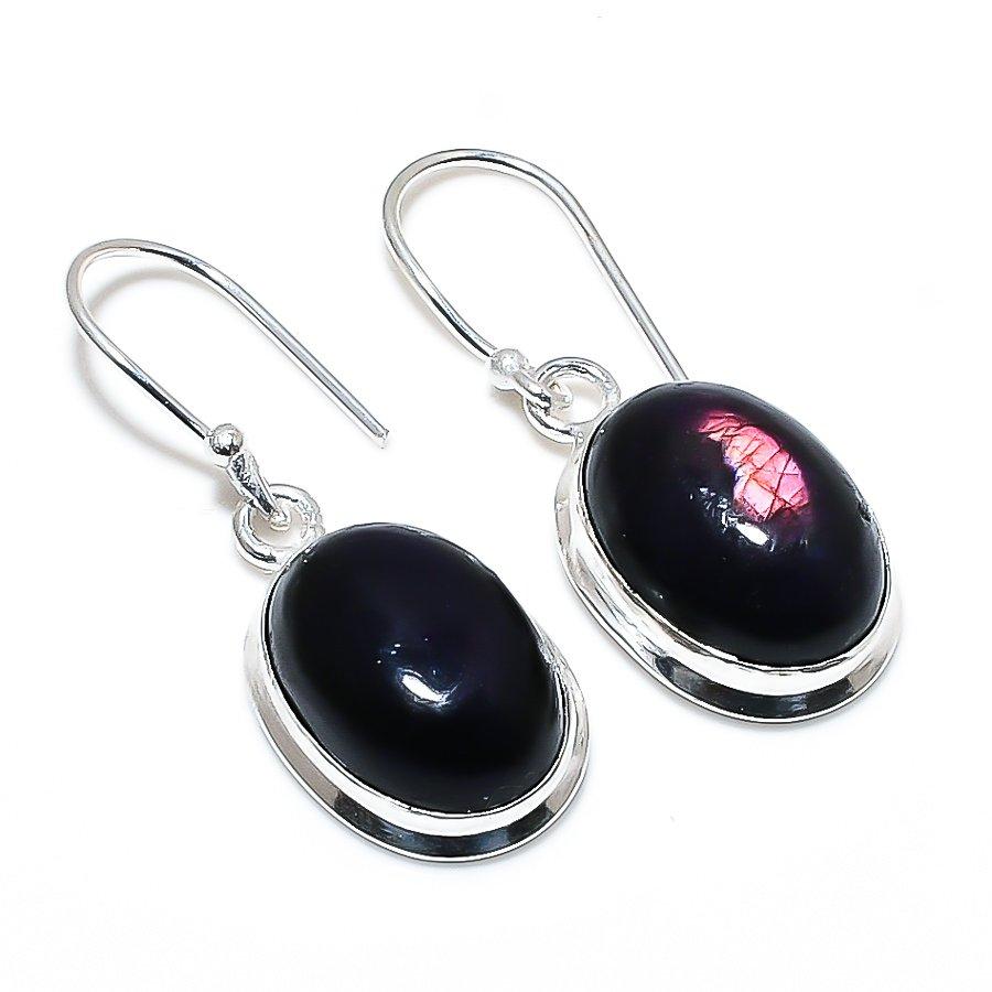 

Этнические ювелирные серьги ручной работы с фиолетовым лабрадоритом, 1,50 дюйма, VR-2890