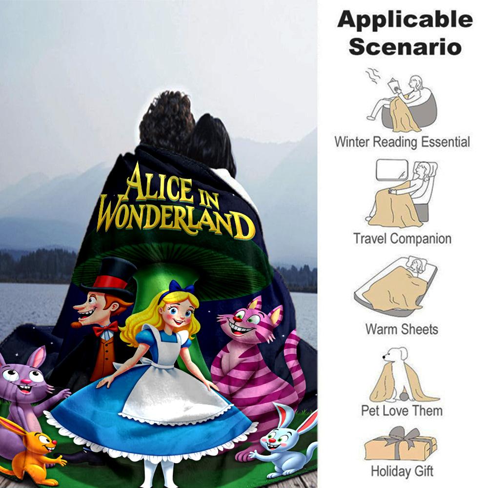 Alice'S Fantasy Journey Flannel Blanket Super Soft Warm Cozy Blanket For Sofa Bed Office Travel Allseason Home Decor Gift