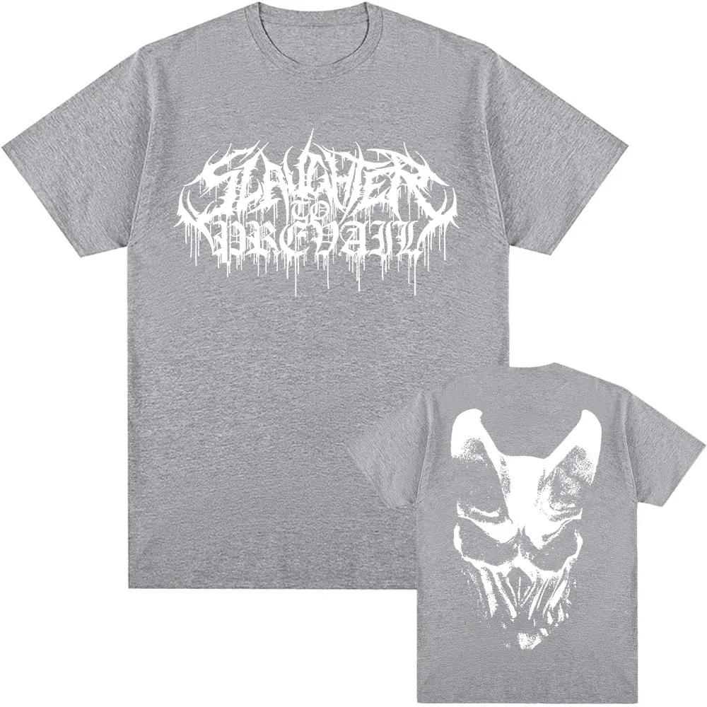 White Logo Mask Graphic Tees SLAUGHTER TO PREVAIL Rock Band Tshirts Hip Hop Unisex Streetwear Cotton Short Sleeve Male T Shirt
