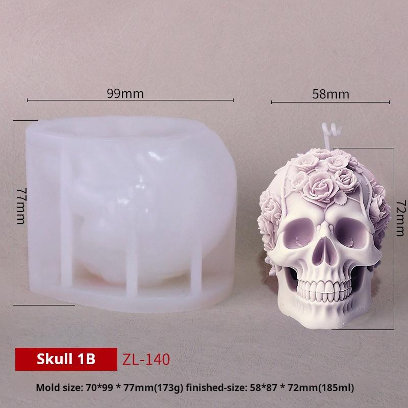 3D Rose Flower Skull Candle Mold Silicone Soap Candle Polymer Clay Plaster Making for Home and Office 3D Halloween Decoration