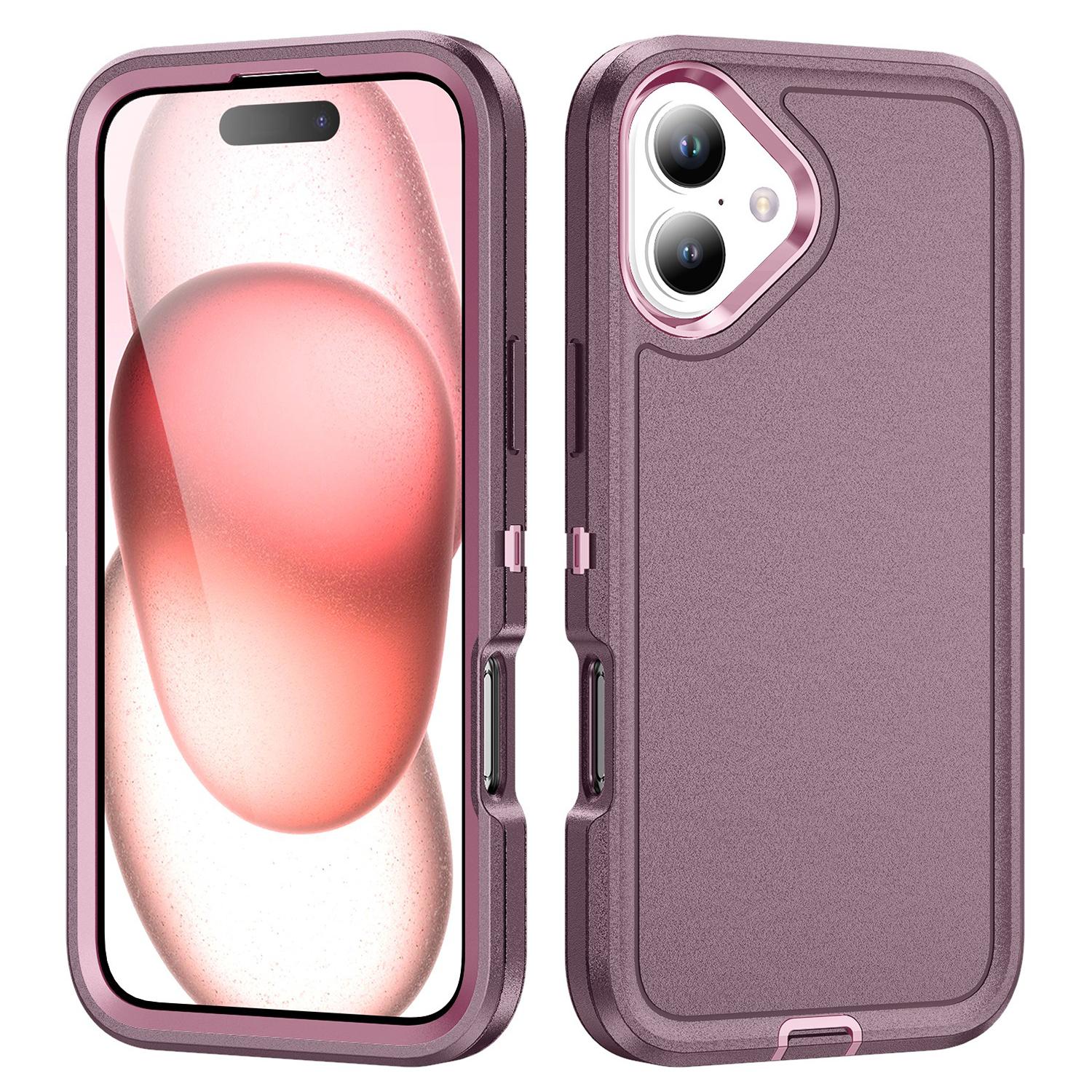 

For iPhone 16 Plus Case PC+Silicone+EVA 3-in-1 Shockproof Phone Cover E