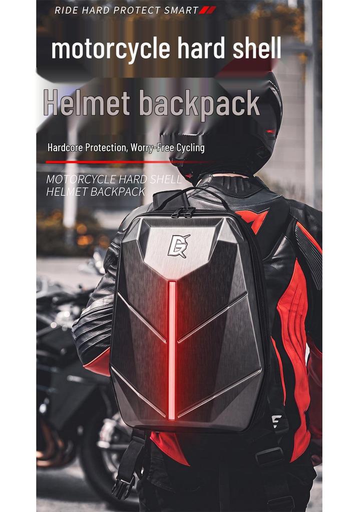 LED Motorcycle Riding Backpack - Double Shoulder Helmet & Computer Bag for Men & Women with Hard Shell