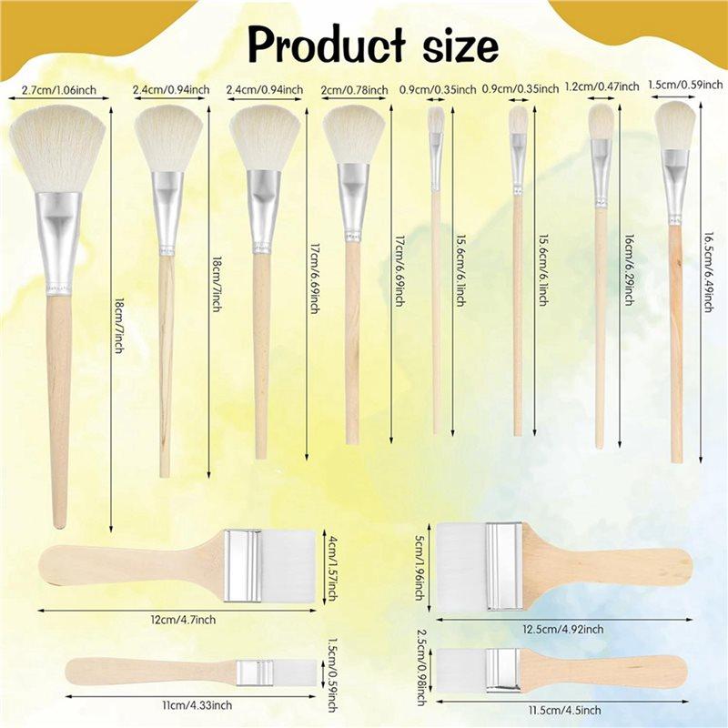 Premium-Mop Brush For Acrylic Painting, Assorted Size Acrylic Paint Brush Set Blending Mop Brushes With Wooden Handle 24PCS Set