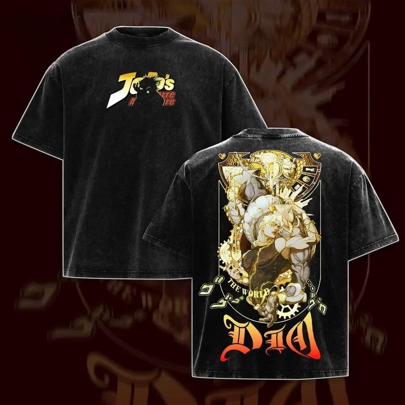 

JoJo s Bizarre Adventure Dio Printed Tee Men Women Washed Cotton T-shirts Manga Retro T Shirt Harajuku Male Short Sleeve Tshirt XXL чорний